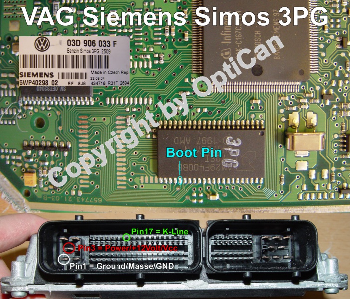 Siemens Simos 3PG (Volkswagen) pinout diagram 1